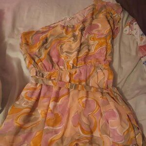 Womens Kori Tie Dye One Shoulder Dress Size L